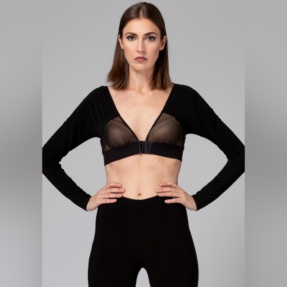 Joseph Ribkoff Shadow Sleeve Style 143431 Black Crop Sheer - Picture 3 of 16